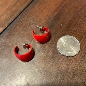 Vintage Red Hoop Earrings - Medium